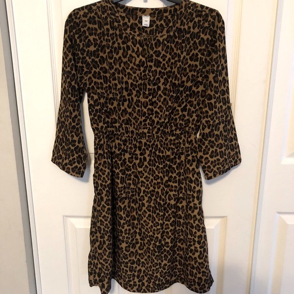 OLD NAVY Leopard Print 3/4 Length Sleeve Dress SMALL - Picture 1 of 8